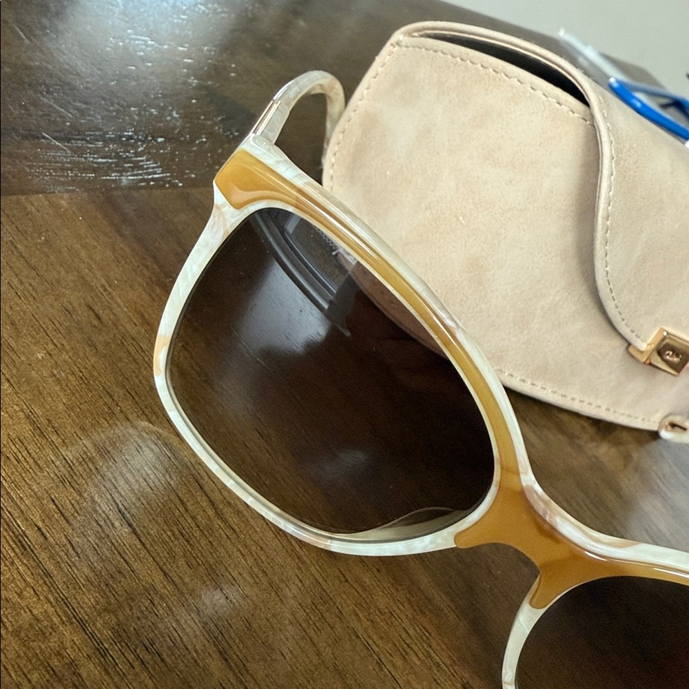 Chloe 734S Sunglasses with Case - Cream Champagne and Brown - Picture 3 of 11